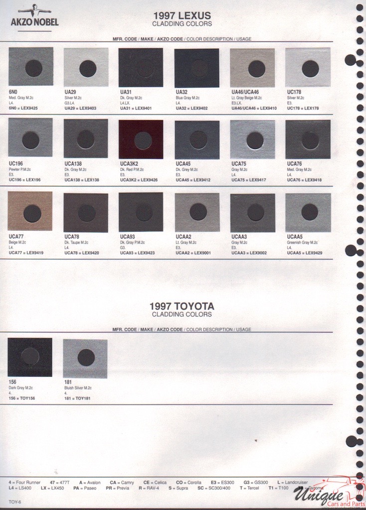 1997 Toyota Paint Charts Akzo 6